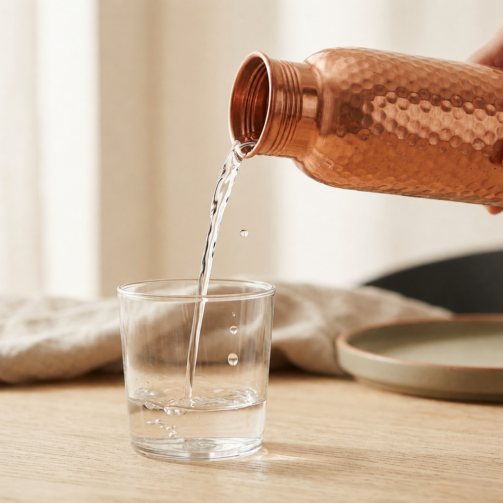 Copper & Co Pure 99.9% Copper Water Bottle | Hand-Hammered, 34 oz