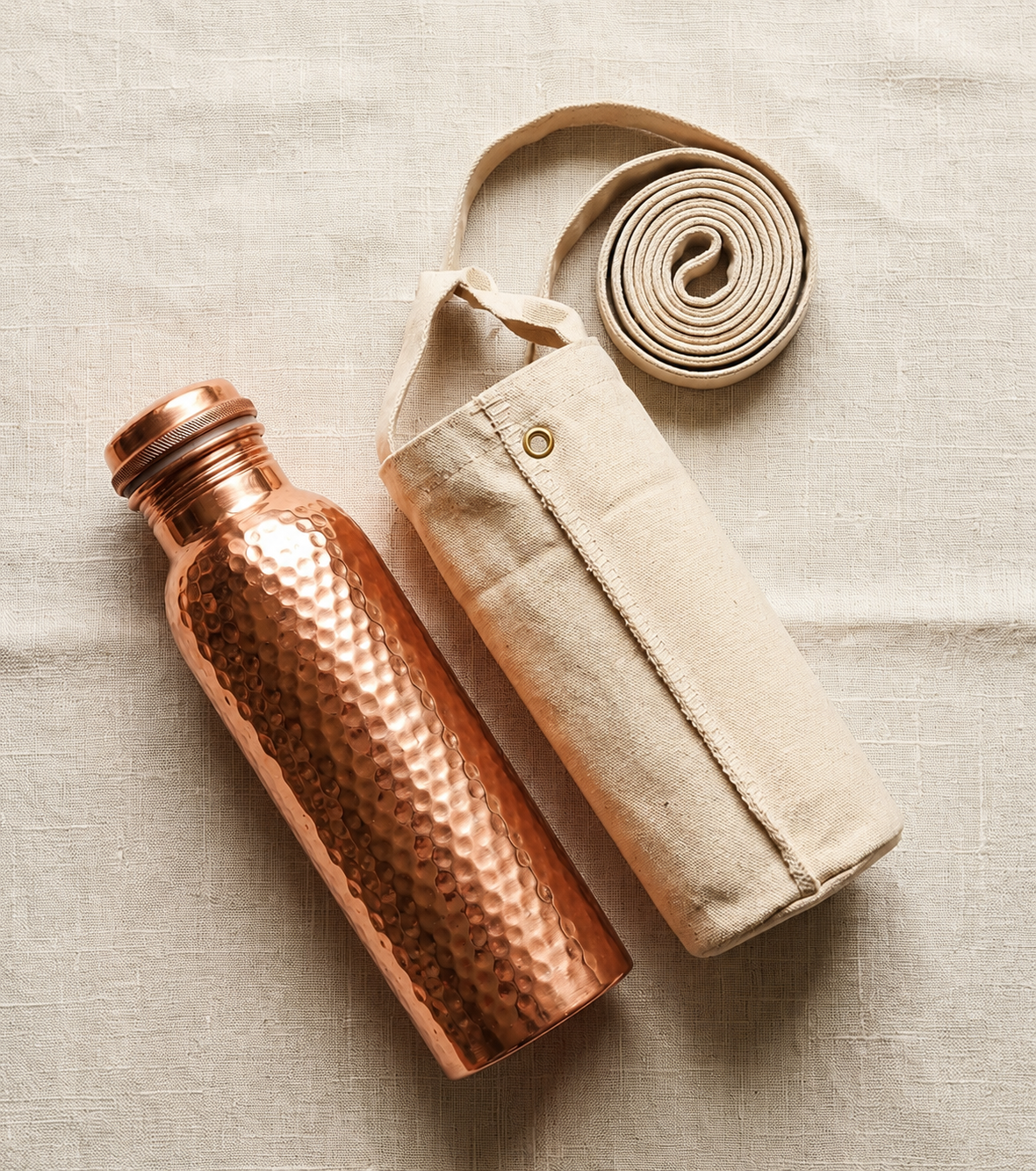 Copper & Co Pure 99.9% Copper Water Bottle | Hand-Hammered, 34 oz
